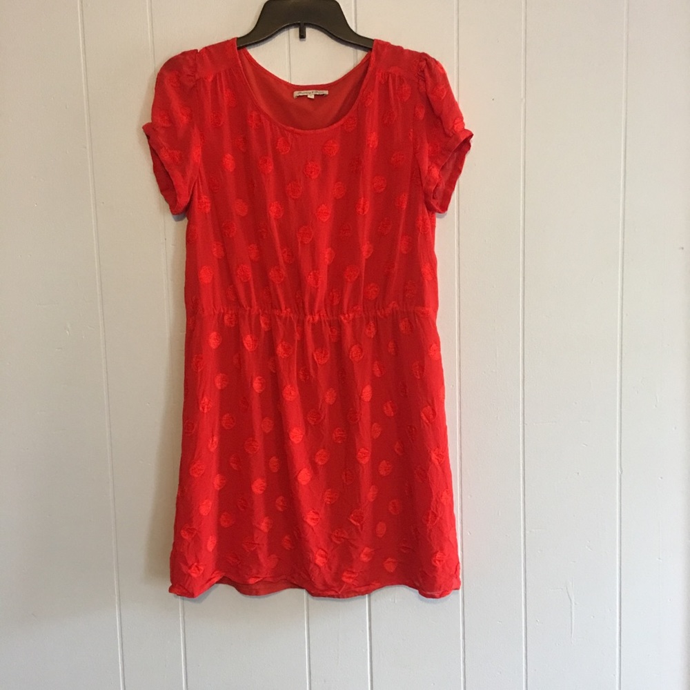 Bright red Broadway & Broome polka dot dress